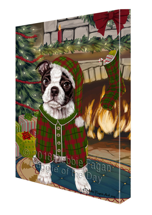 The Stocking was Hung Boston Terrier Dog Canvas Print Wall Art Décor CVS117062