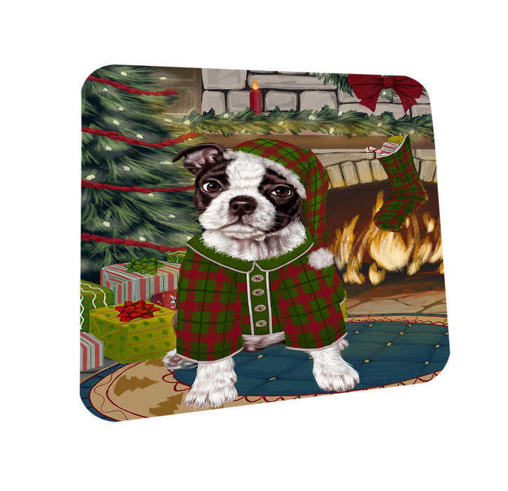 The Stocking was Hung Boston Terrier Dog Coasters Set of 4 CST55195