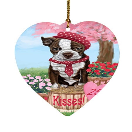 Rosie 25 Cent Kisses Boston Terrier Dog Heart Christmas Ornament HPOR56302