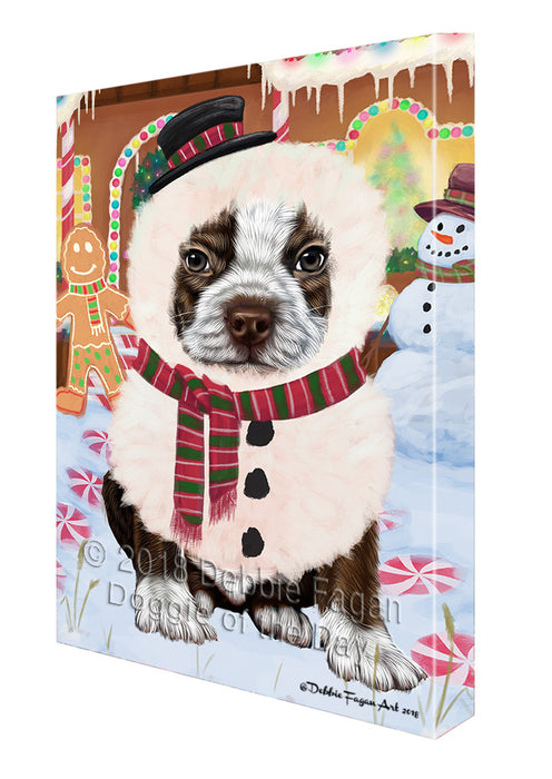 Christmas Gingerbread House Candyfest Boston Terrier Dog Canvas Print Wall Art Décor CVS128087
