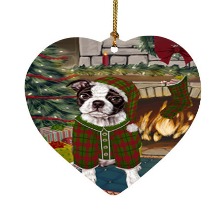 The Stocking was Hung Boston Terrier Dog Heart Christmas Ornament HPOR55593
