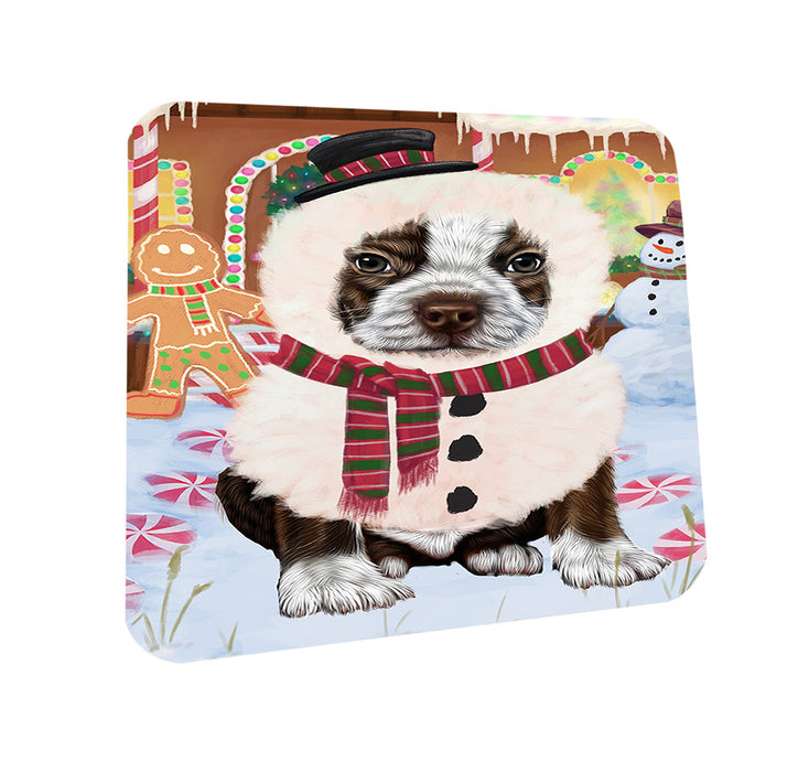 Christmas Gingerbread House Candyfest Boston Terrier Dog Coasters Set of 4 CST56165