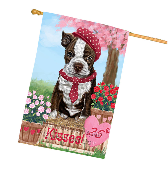 Rosie 25 Cent Kisses Boston Terrier Dog House Flag FLG56630