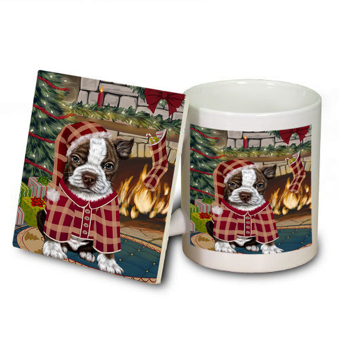 The Stocking was Hung Boston Terrier Dog Mug and Coaster Set MUC55230