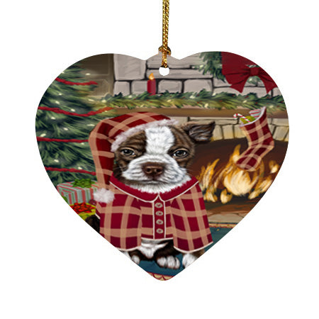 The Stocking was Hung Boston Terrier Dog Heart Christmas Ornament HPOR55594