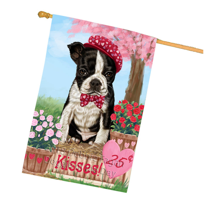 Rosie 25 Cent Kisses Boston Terrier Dog House Flag FLG56631
