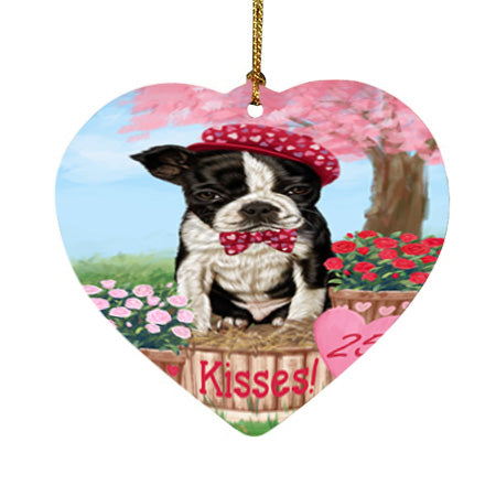 Rosie 25 Cent Kisses Boston Terrier Dog Heart Christmas Ornament HPOR56303