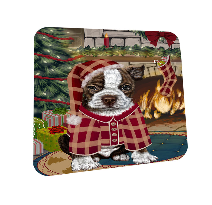 The Stocking was Hung Boston Terrier Dog Coasters Set of 4 CST55196