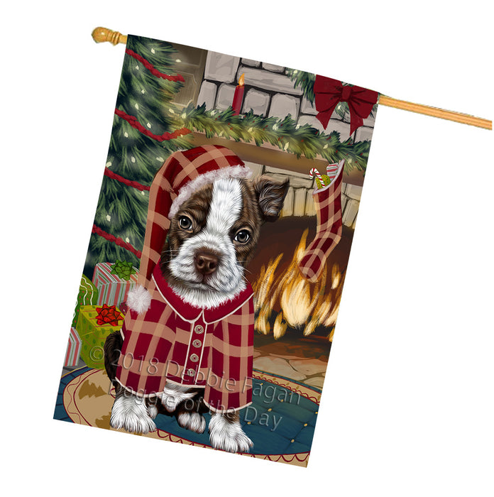 The Stocking was Hung Boston Terrier Dog House Flag FLG55667