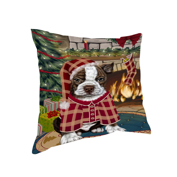 The Stocking was Hung Boston Terrier Dog Pillow PIL69880