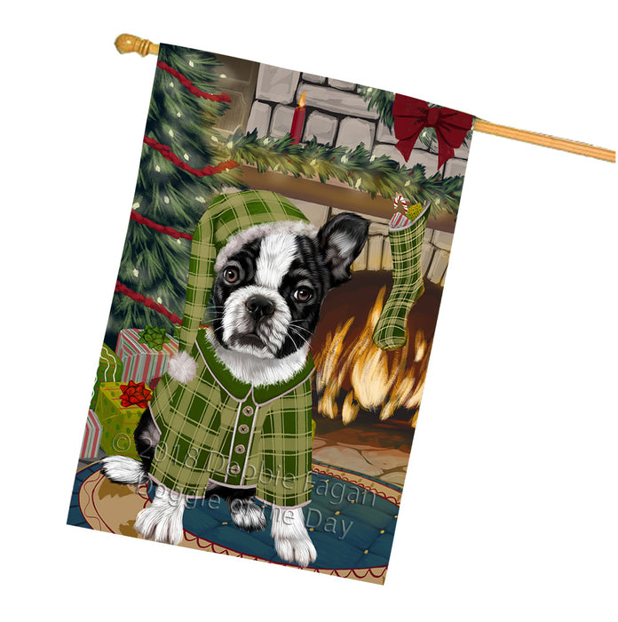 The Stocking was Hung Boston Terrier Dog House Flag FLG55668