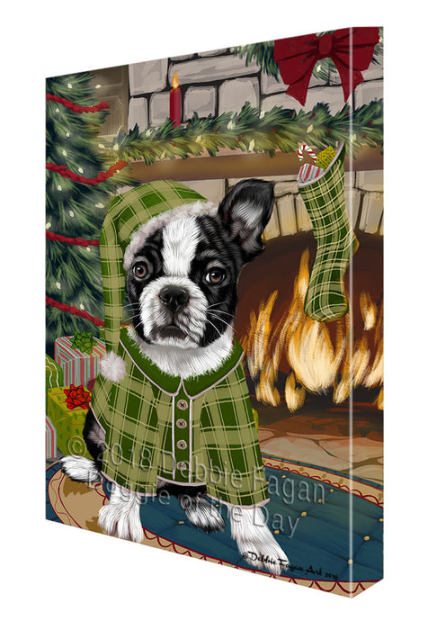 The Stocking was Hung Boston Terrier Dog Canvas Print Wall Art Décor CVS117080
