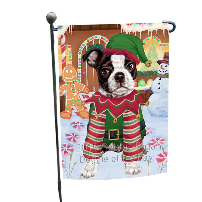 Christmas Gingerbread House Candyfest Boston Terrier Dog Garden Flag GFLG56757