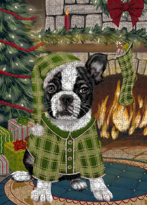 The Stocking was Hung Boston Terrier Dog Puzzle  PUZL89160