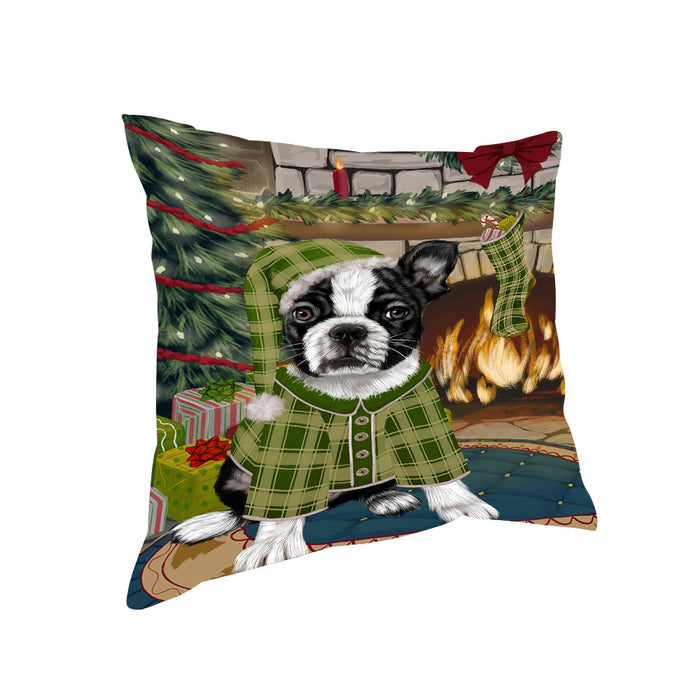 The Stocking was Hung Boston Terrier Dog Pillow PIL69884