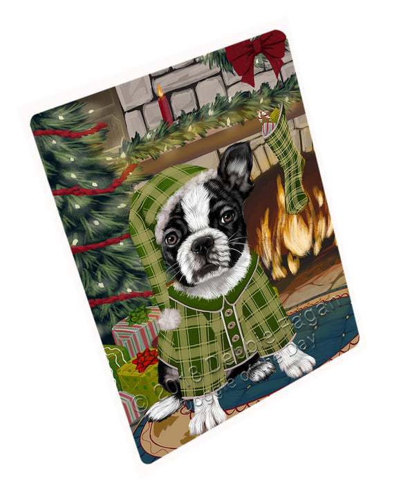 The Stocking was Hung Boston Terrier Dog Magnet MAG70854 (Small 5.5" x 4.25")