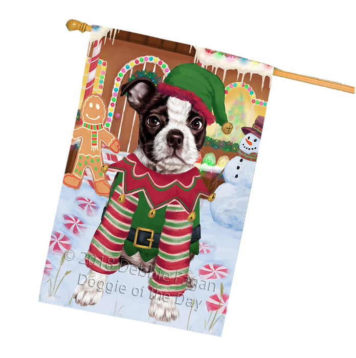 Christmas Gingerbread House Candyfest Boston Terrier Dog House Flag FLG56893