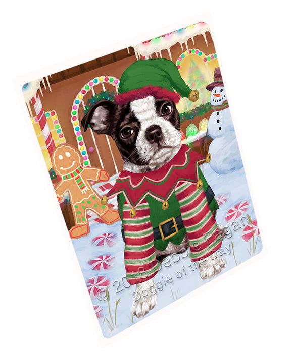 Christmas Gingerbread House Candyfest Boston Terrier Dog Magnet MAG73766 (Small 5.5" x 4.25")
