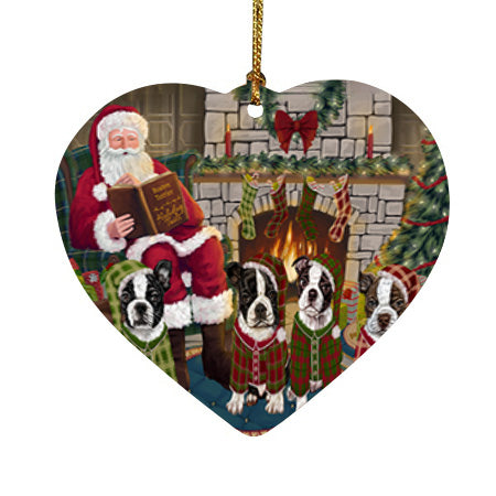 Christmas Cozy Holiday Tails Boston Terriers Dog Heart Christmas Ornament HPOR55463