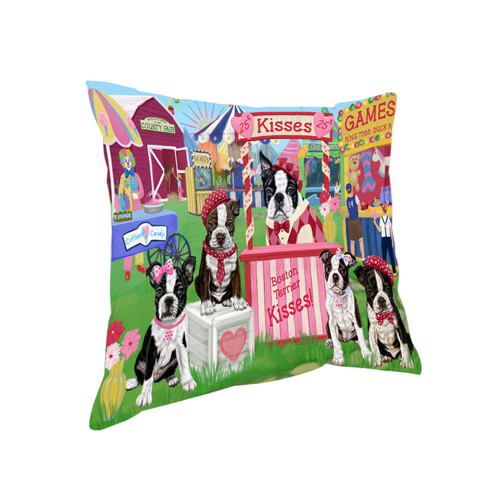 Carnival Kissing Booth Boston Terriers Dog Pillow PIL77884