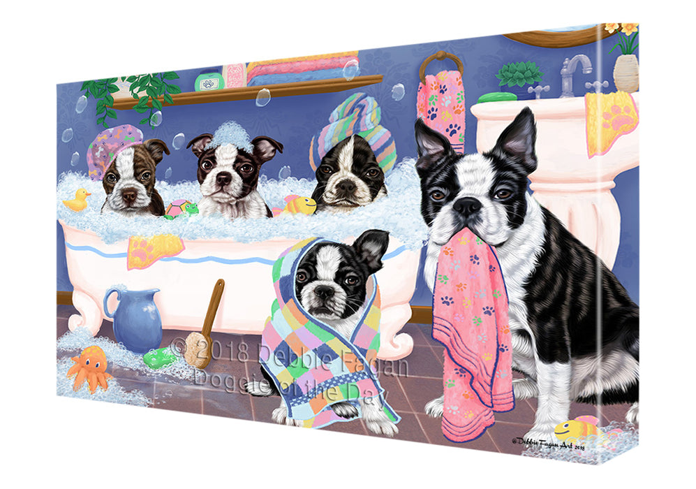 Rub A Dub Dogs In A Tub Boston Terriers Dog Canvas Print Wall Art Décor CVS133163