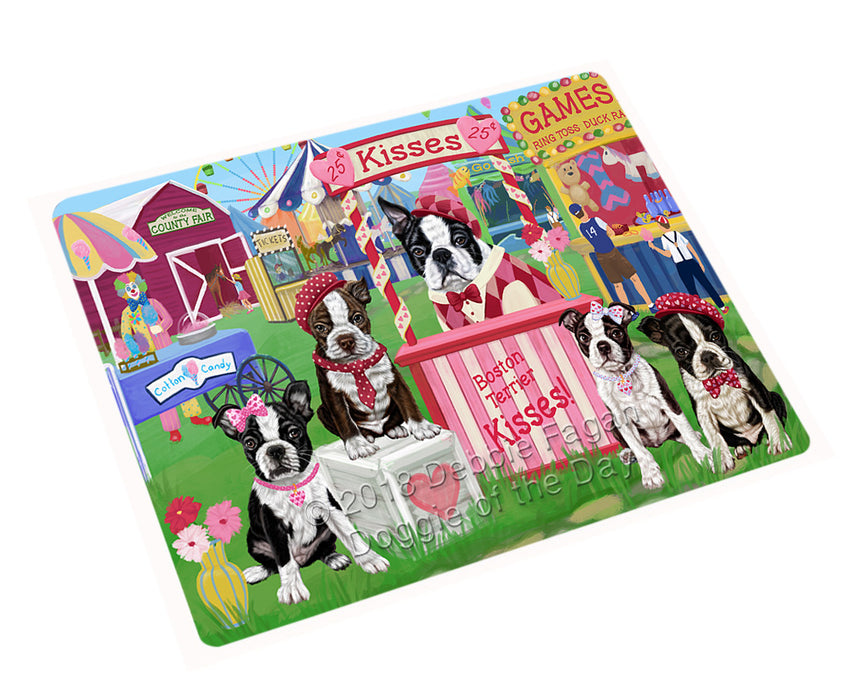 Carnival Kissing Booth Boston Terriers Dog Large Refrigerator / Dishwasher Magnet RMAG97656