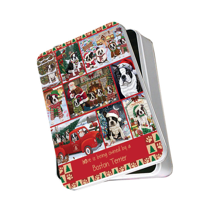 Love is Being Owned Christmas Boston Terrier Dogs Photo Storage Tin PITN57150