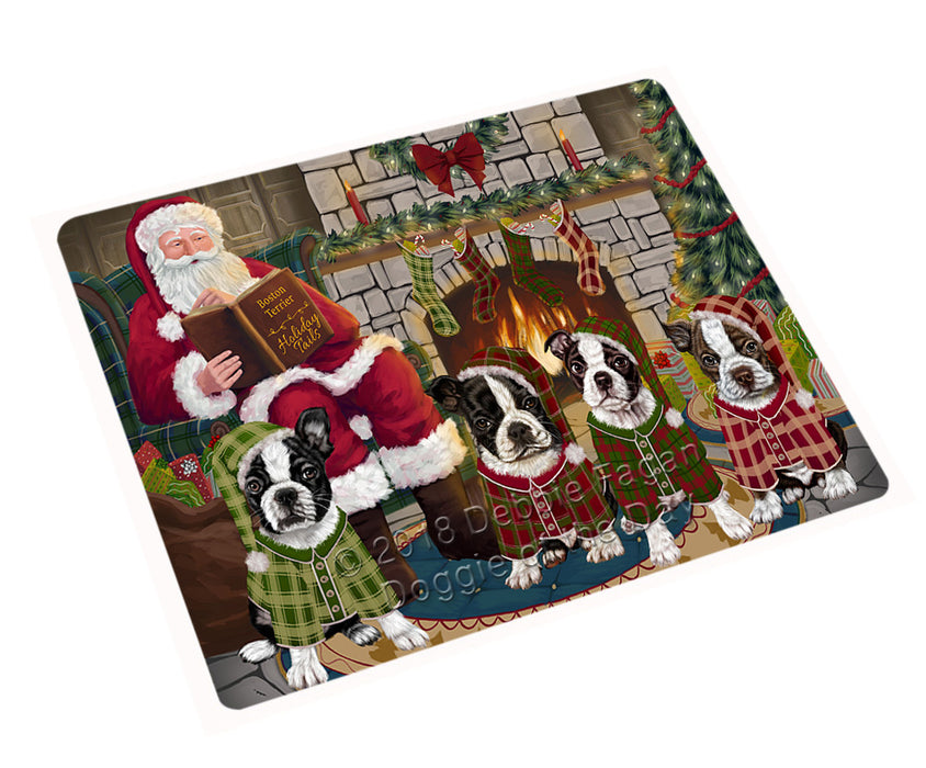 Christmas Cozy Holiday Tails Boston Terriers Dog Large Refrigerator / Dishwasher Magnet RMAG92910