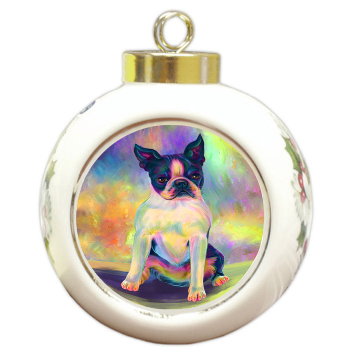 Paradise Wave Boston Terrier Dog Round Ball Christmas Ornament RBPOR56418