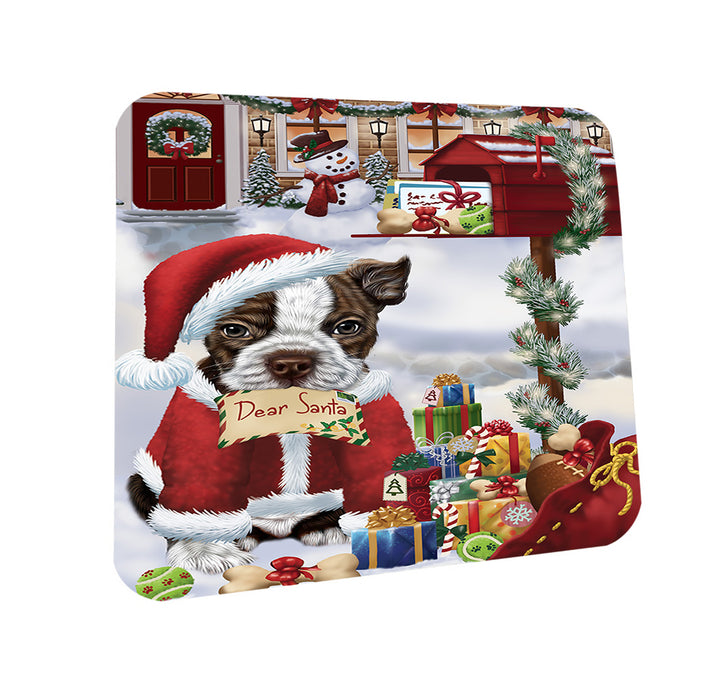 Boston Terrier Dog Dear Santa Letter Christmas Holiday Mailbox Coasters Set of 4 CST53833