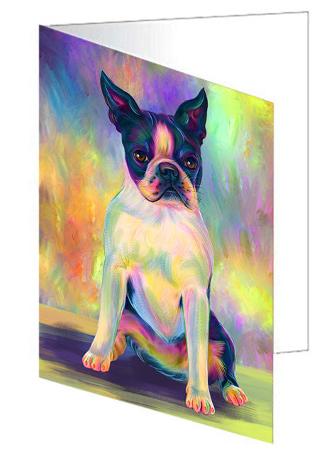 Paradise Wave Boston Terrier Dog Handmade Artwork Assorted Pets Greeting Cards and Note Cards with Envelopes for All Occasions and Holiday Seasons GCD72701