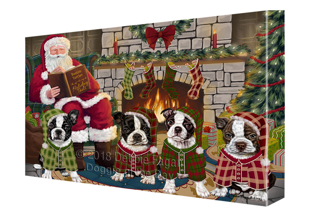 Christmas Cozy Holiday Tails Boston Terriers Dog Canvas Print Wall Art Décor CVS115892