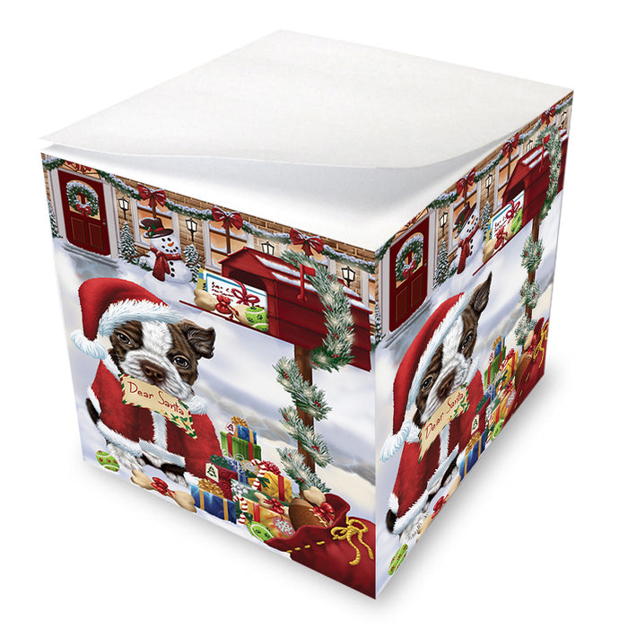 Boston Terrier Dog Dear Santa Letter Christmas Holiday Mailbox Note Cube NOC55521