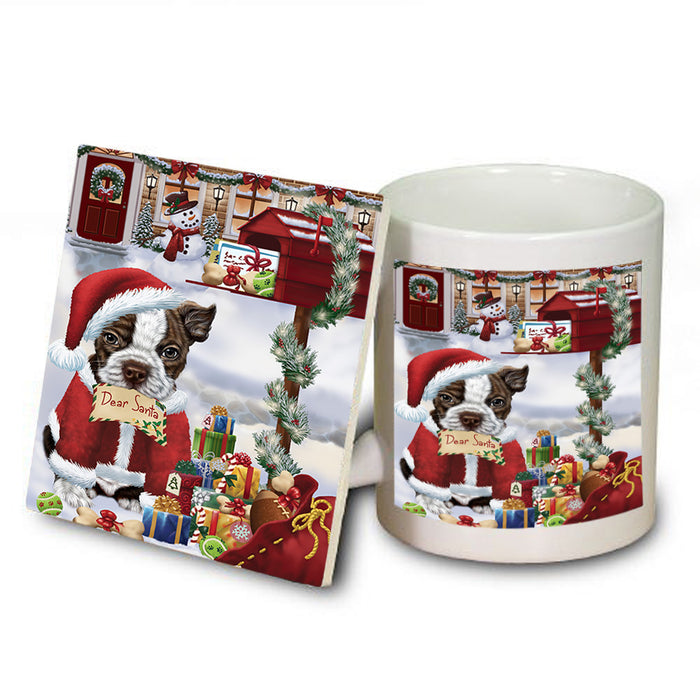 Boston Terrier Dog Dear Santa Letter Christmas Holiday Mailbox Mug and Coaster Set MUC53867