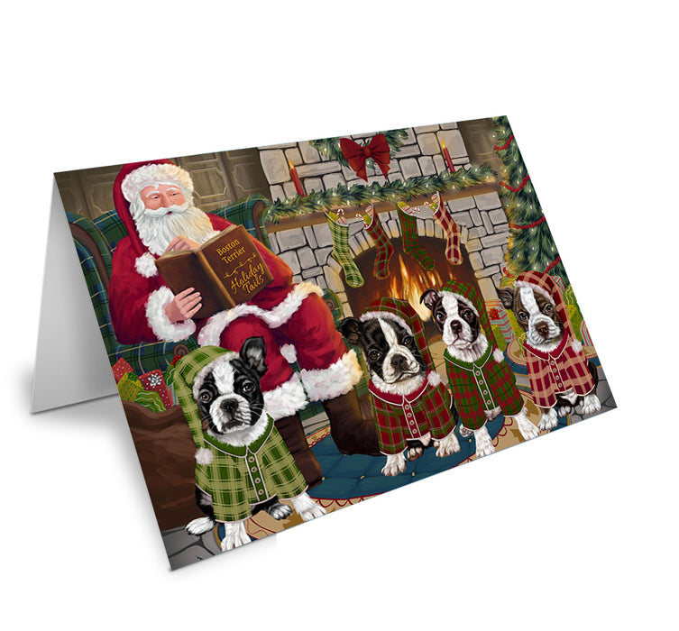 Christmas Cozy Holiday Tails Boston Terriers Dog Handmade Artwork Assorted Pets Greeting Cards and Note Cards with Envelopes for All Occasions and Holiday Seasons GCD69836