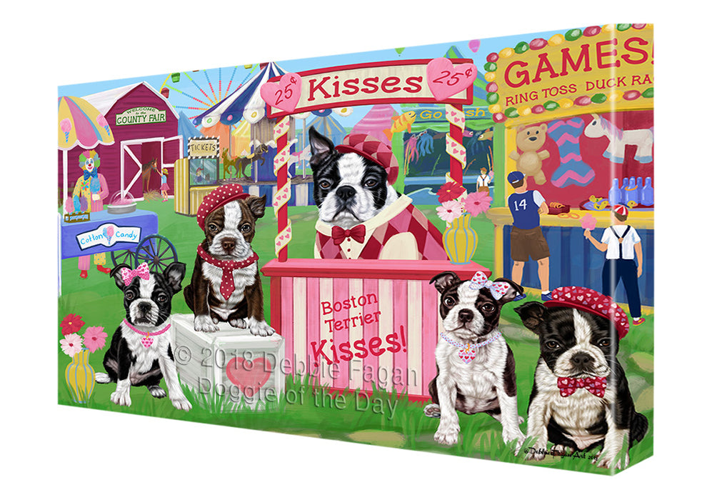 Carnival Kissing Booth Boston Terriers Dog Canvas Print Wall Art Décor CVS125306