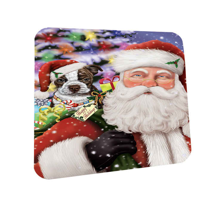 Santa Carrying Boston Terrier Dog and Christmas Presents Coasters Set of 4 CST53922