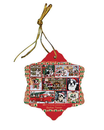 Love is Being Owned Christmas Boston Terrier Dogs Star Porcelain Ornament SPOR57834