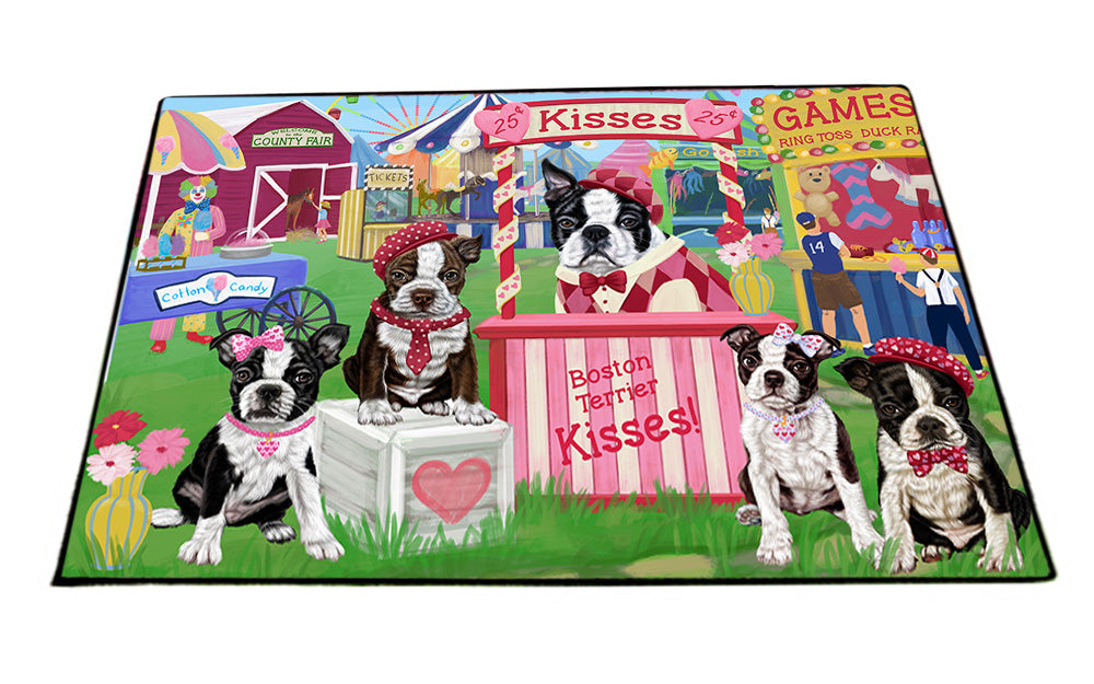 Carnival Kissing Booth Boston Terriers Dog Floormat FLMS52956