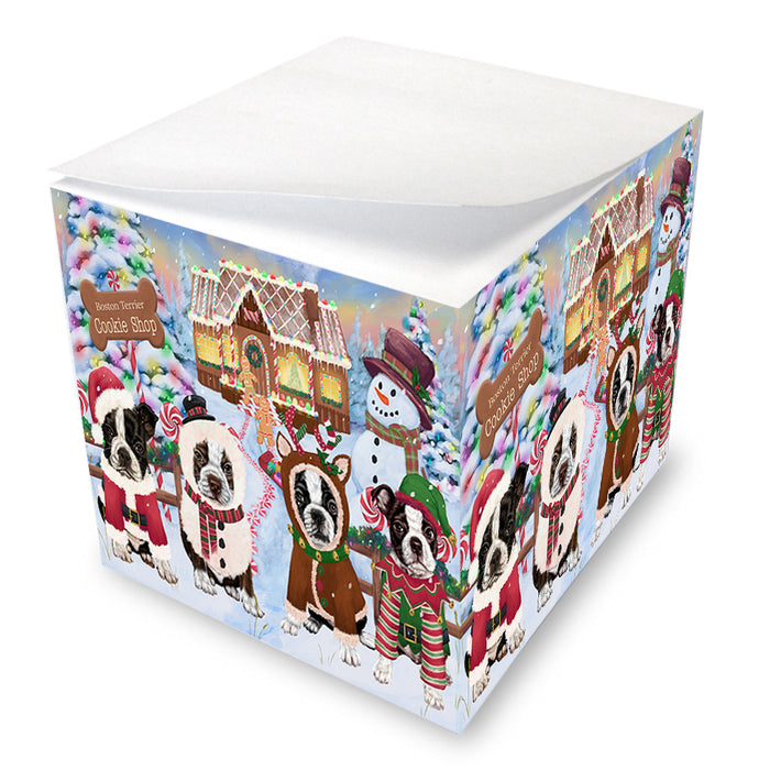 Holiday Gingerbread Cookie Shop Boston Terriers Dog Note Cube NOC54455