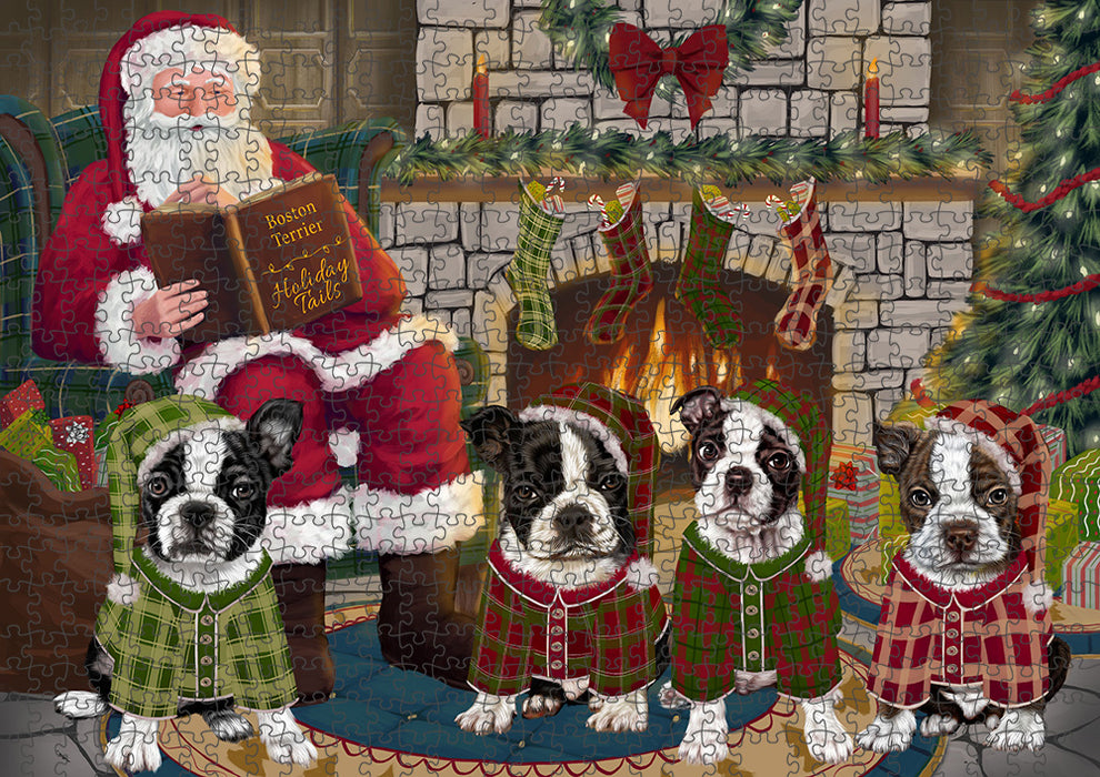 Christmas Cozy Holiday Tails Boston Terriers Dog Puzzle with Photo Tin PUZL88632