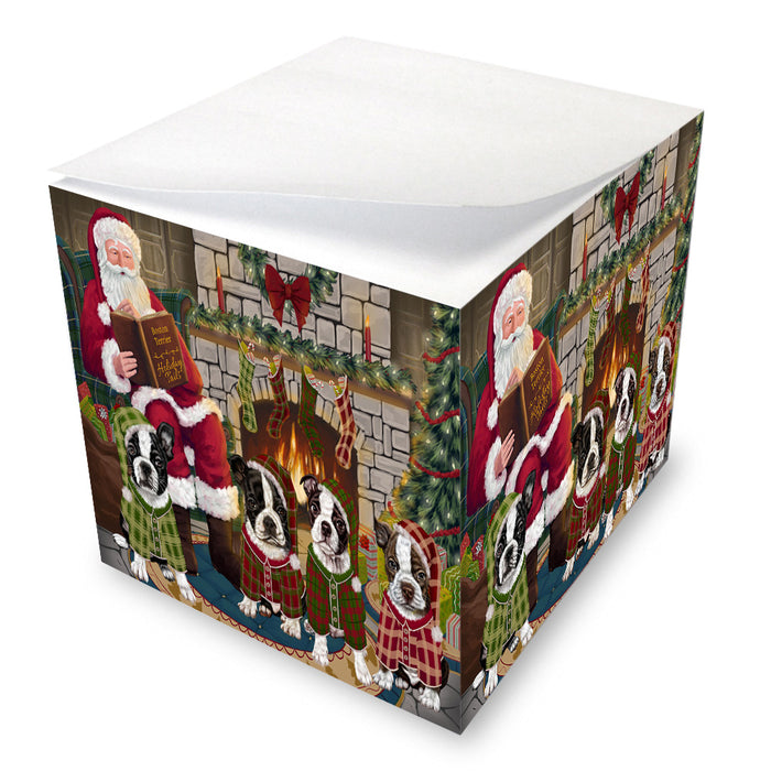 Christmas Cozy Holiday Tails Boston Terriers Dog Note Cube NOC53453