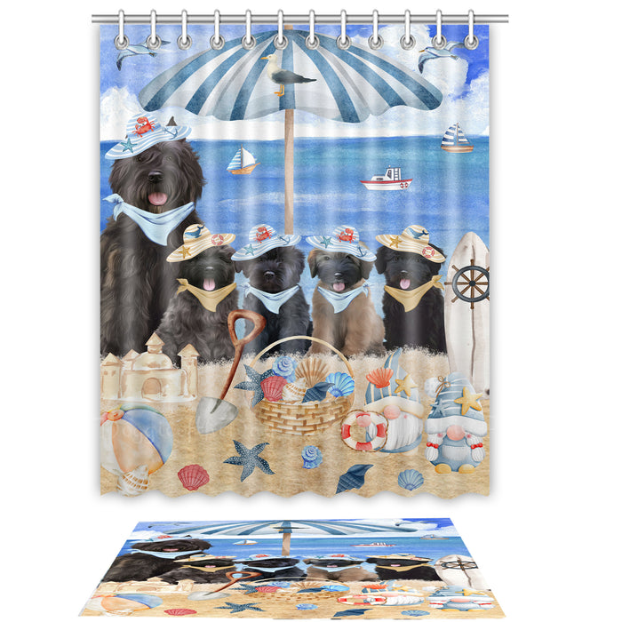 Bouviers des Flandres Shower Curtain & Bath Mat Set - Explore a Variety of Personalized Designs - Custom Rug and Curtains with hooks for Bathroom Decor - Pet and Dog Lovers Gift