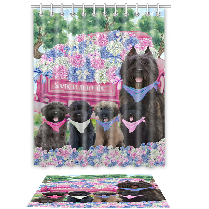 Bouviers des Flandres Shower Curtain & Bath Mat Set - Explore a Variety of Personalized Designs - Custom Rug and Curtains with hooks for Bathroom Decor - Pet and Dog Lovers Gift