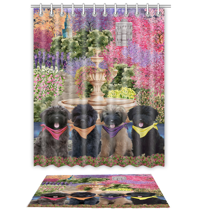 Bouviers des Flandres Shower Curtain & Bath Mat Set, Custom, Explore a Variety of Designs, Personalized, Curtains with hooks and Rug Bathroom Decor, Halloween Gift for Dog Lovers