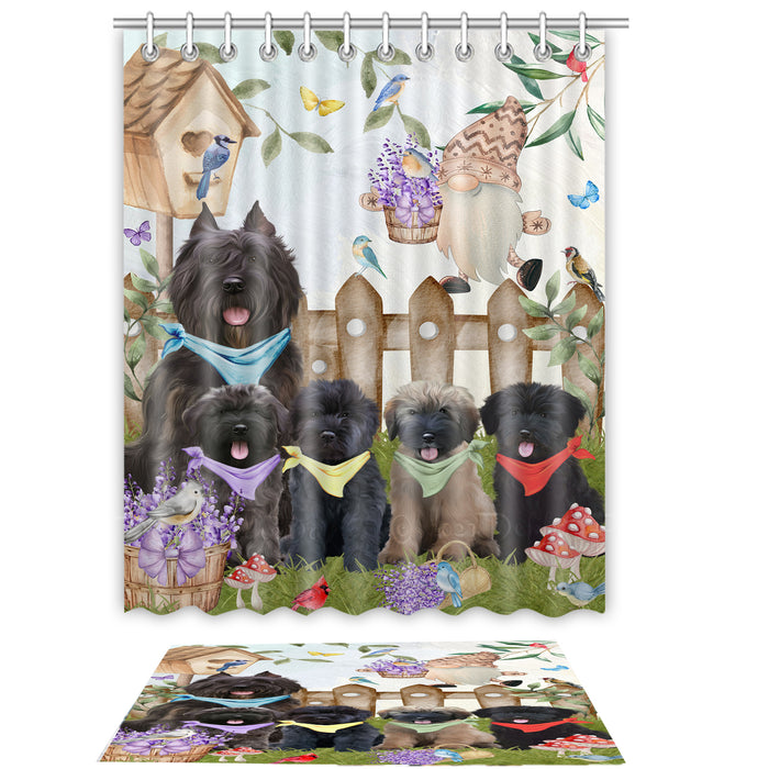 Bouviers des Flandres Shower Curtain & Bath Mat Set - Explore a Variety of Personalized Designs - Custom Rug and Curtains with hooks for Bathroom Decor - Pet and Dog Lovers Gift