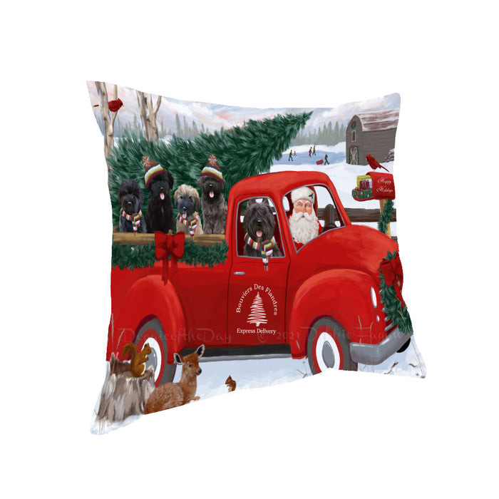 Christmas Santa Express Delivery Red Truck Bouvier Dogs Pillow with Top Quality High-Resolution Images - Ultra Soft Pet Pillows for Sleeping - Reversible & Comfort - Ideal Gift for Dog Lover - Cushion for Sofa Couch Bed - 100% Polyester