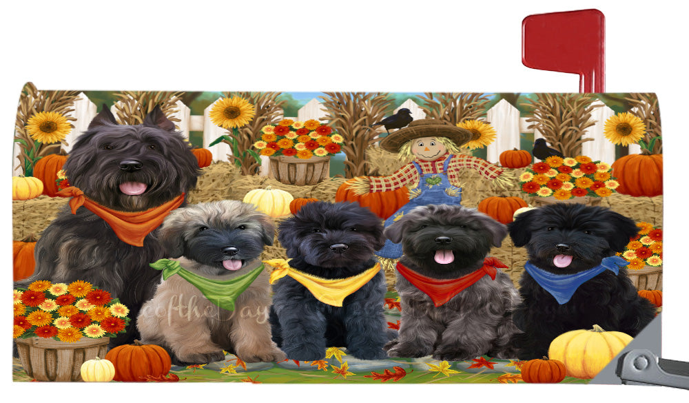 Fall Festival Gathering Bouviers des Flandres Dogs Magnetic Mailbox Cover Both Sides Pet Theme Printed Decorative Letter Box Wrap Case Postbox Thick Magnetic Vinyl Material