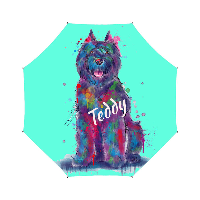 Custom Pet Name Personalized Watercolor Bouviers Des Flandres DogSemi-Automatic Foldable Umbrella