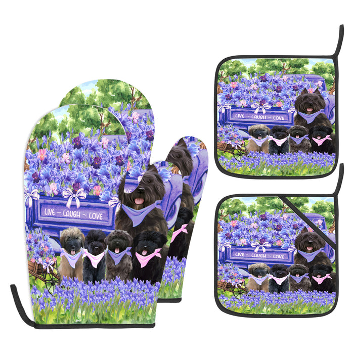 Bouviers Des Flandres Oven Mitts and Pot Holder Set, Explore a Variety of Personalized Designs, Custom, Kitchen Gloves for Cooking with Potholders, Pet and Dog Gift Lovers